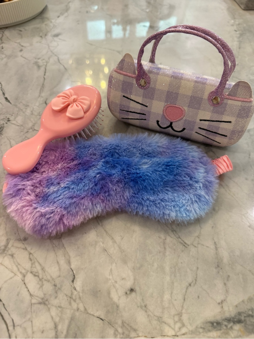 Purple glasses, Sleep Mask & Pink Bow Brush